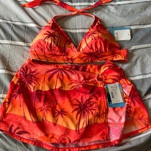 BNWT shimmer palm sunset bathing suit
